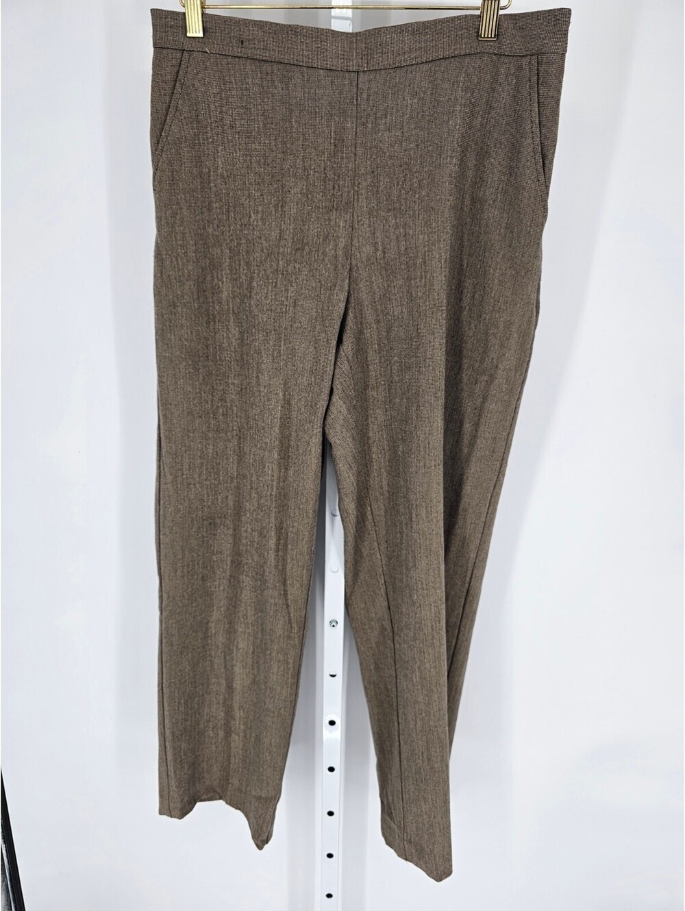 Briggs New York Women's Taupe Textured Pleated Chino Dress Pants Size 12P